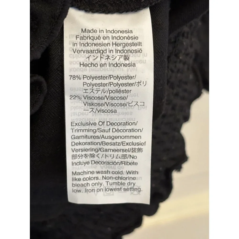 Madewell Texture &‎ Thread Black Clipdot Smocked Crossover Top Size Medium $55